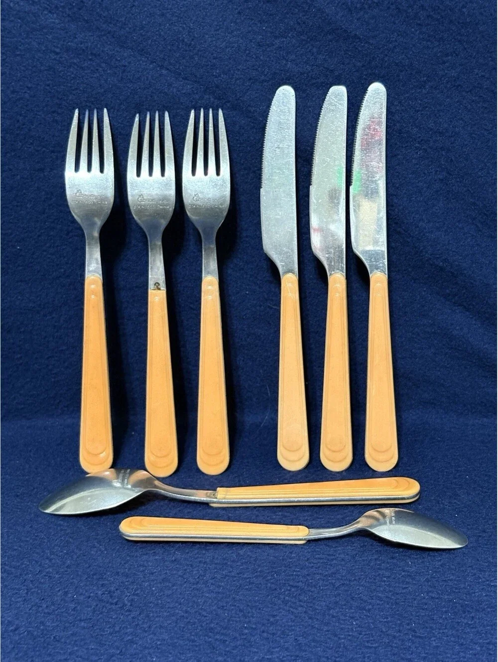 Vintage Peach Colored Handle Gibson Flatware Set